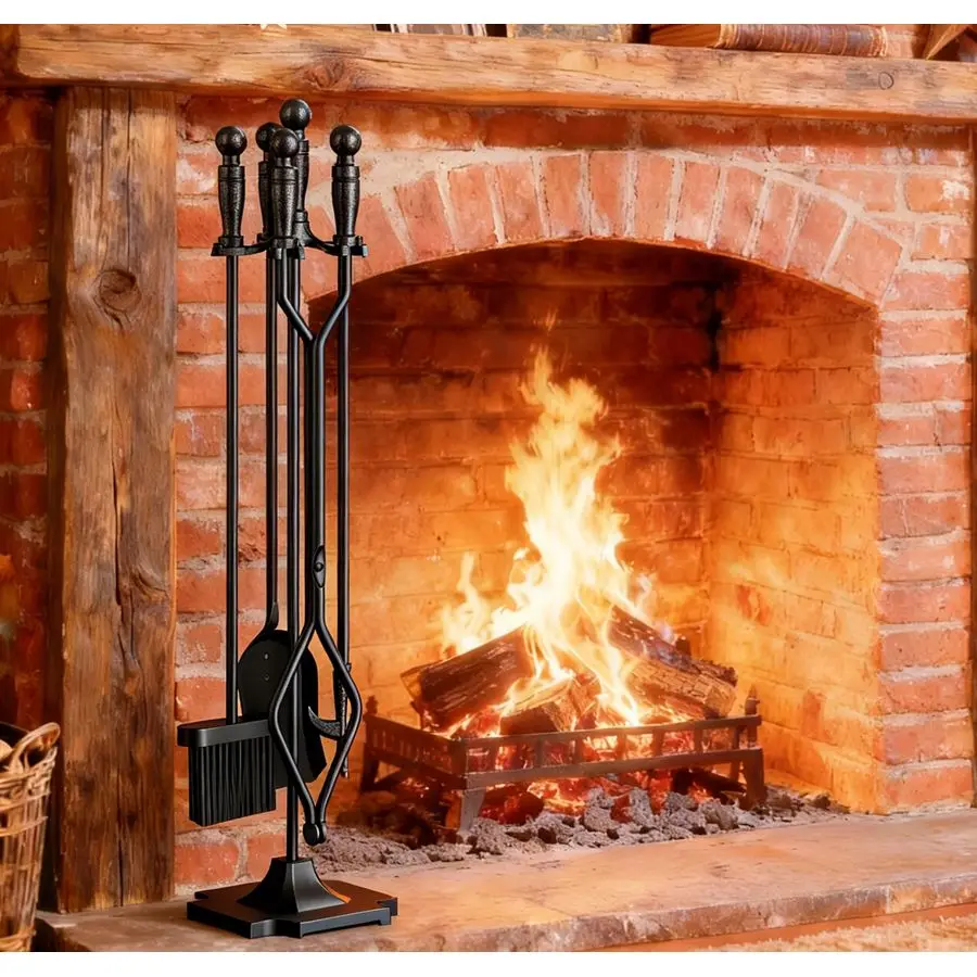 

Набор инструментов для камина из кованого железа, 5 предметов, для дровяных печей, с подставкой, 32 дюйма