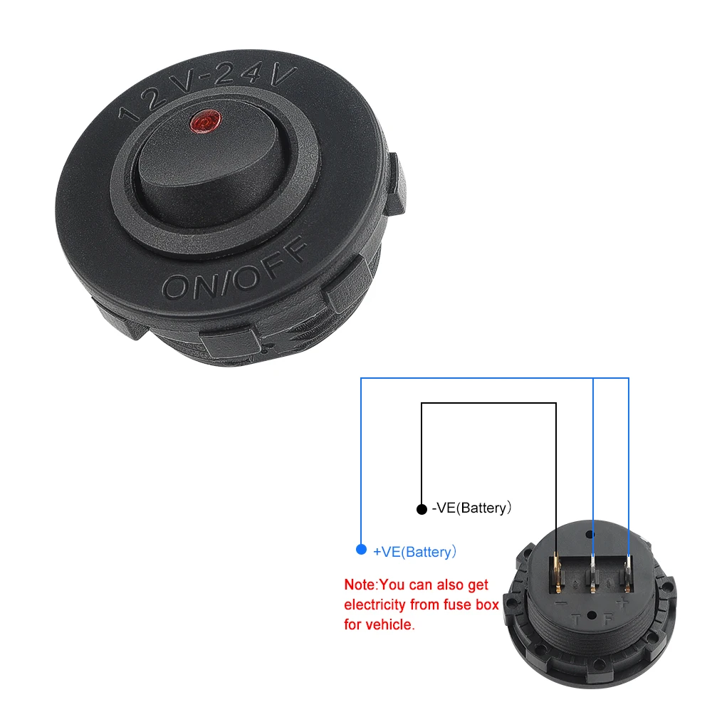 ON/OFF Round Rocker Toggle LED Switch 3 Pin 12V 20A Car Dashboard Dash Boat Truck Push Button Switchs Socket Car Accessories