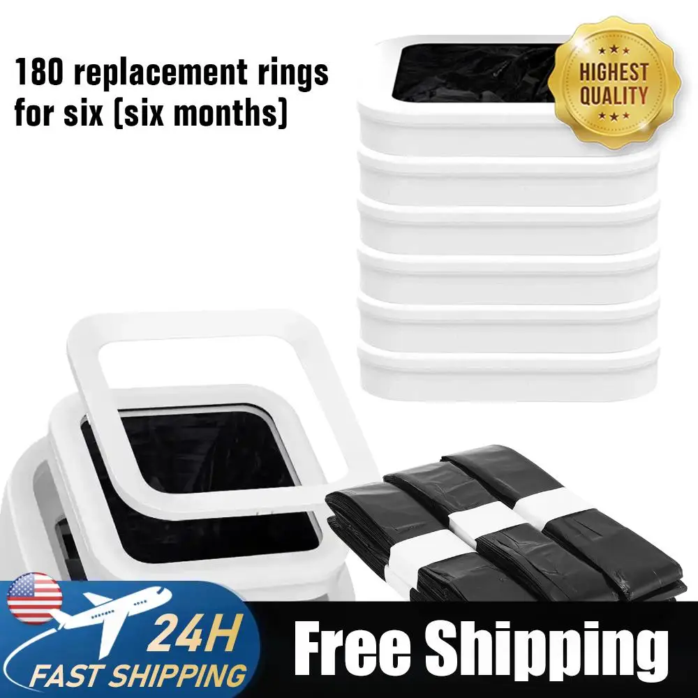 

6 Pack Replacement Waste Bags for Self Sealing Smart Trash Can Supports Approximately 180 Uses for T1/T1S/T Air