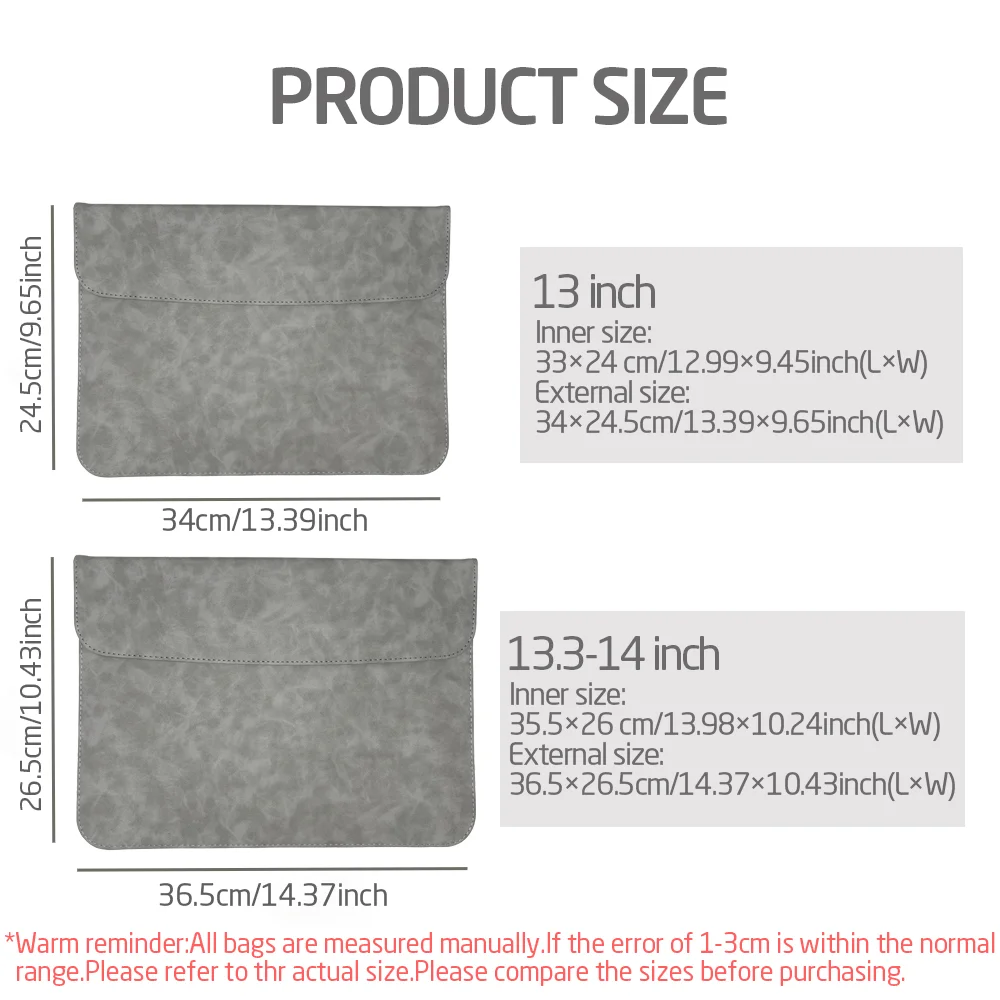 Laptop Sleeve PU Leather Case with Mouse Pad Function Ultra Slim Lightweight Notebook Cover for MacBook Air Pro 13 13.6 14 Inch