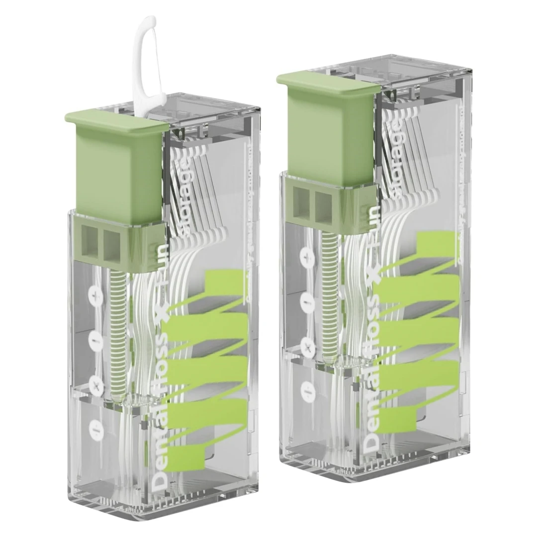 10Pcs Dental Floss Picks with Refillable Dispenser Case Pop-Up Portable Travel Dental Picks Box with 10 Floss Picks