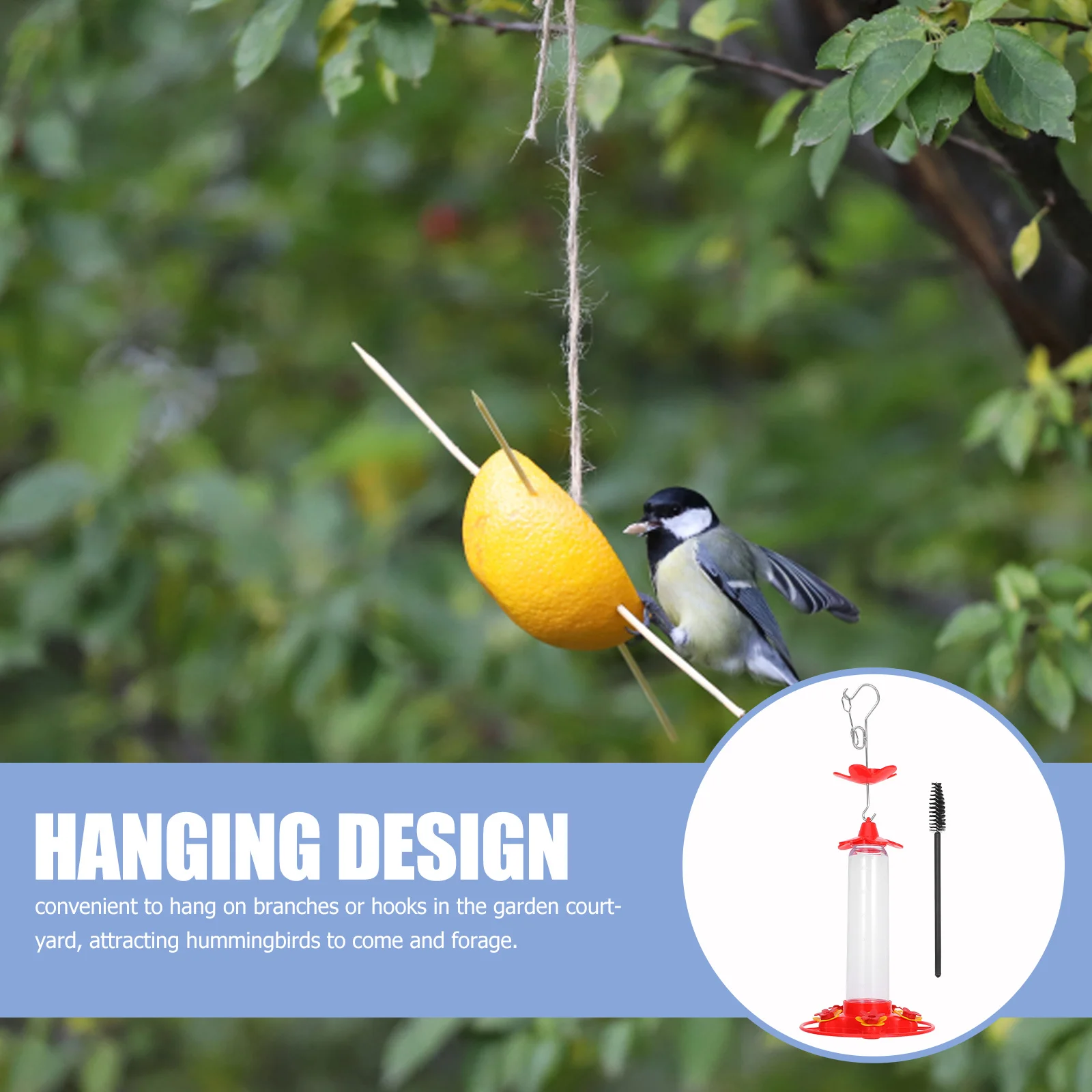 

Hanging Hummingbird Feeder Outdoor Plastic Bird Water Feeding Container Exquisite Design Easy Install Long Lasting