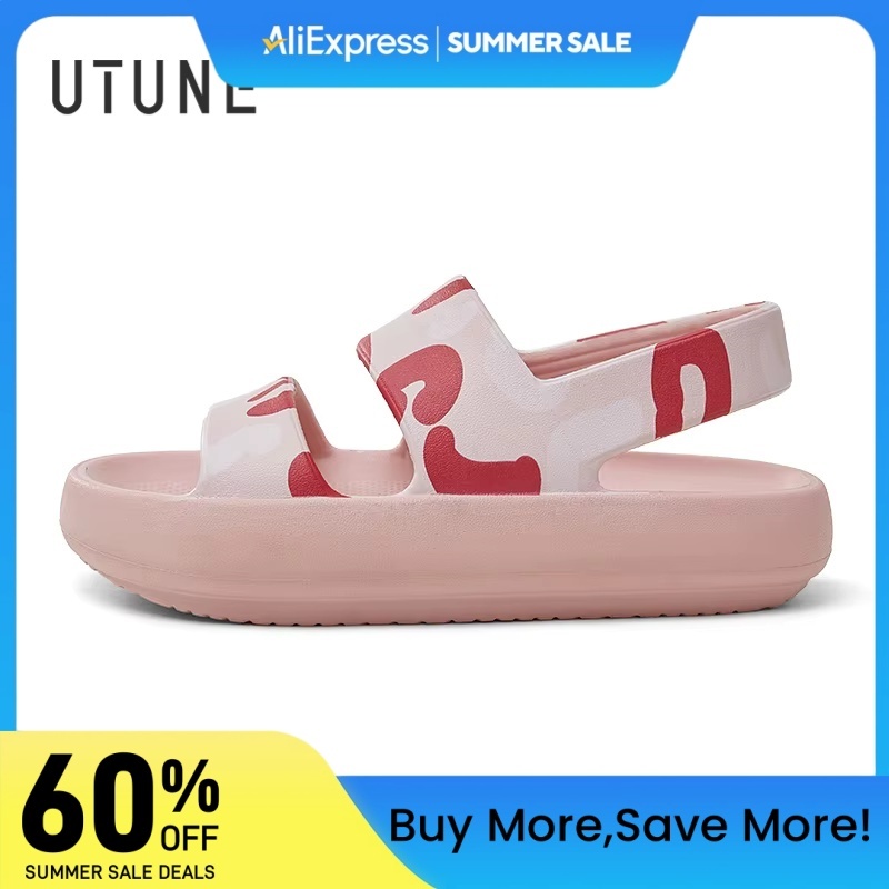 UTUNE Camouflage flat Sandals For Women Summer Soft Thick Sole EVA Outside Casual Beach Slides Non-slip Platform Heel Slippers