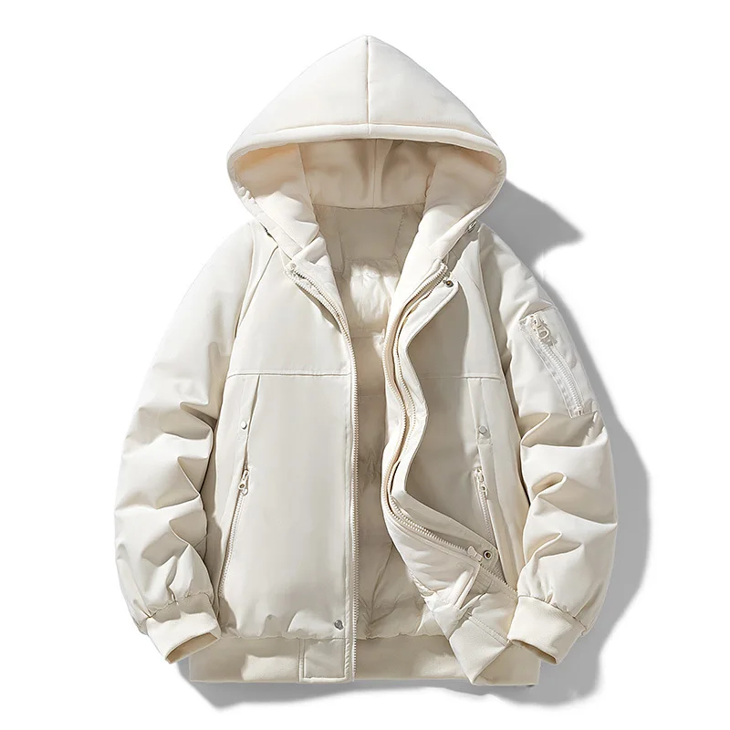 2025 Winter Man Down Jacket Thicken Warm Patchwork Hooded Men Fake Two-piece Coat Long Sleeve Casual Versatile Male Outerwear