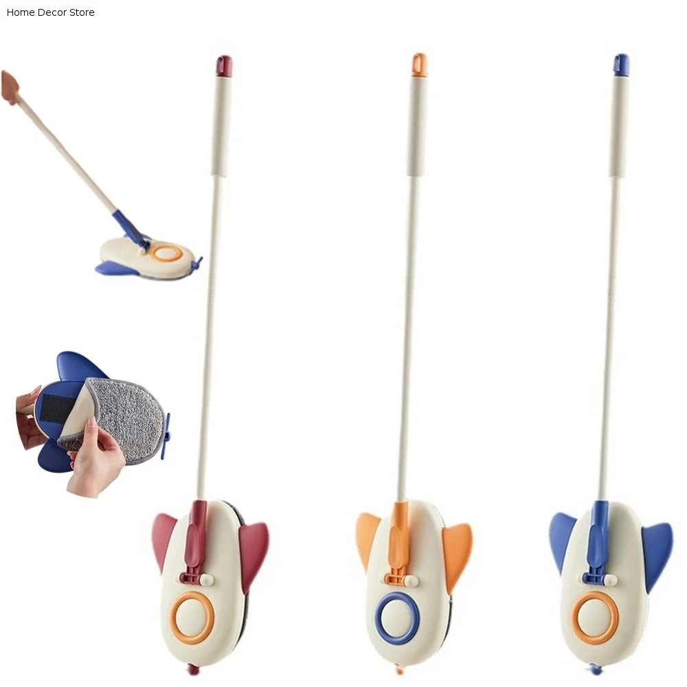 Airplane Shape Mini Kids Mop Detachable Soft Handle Cartoon Cleaning Playset Water Absorption Replaceable Mop Cloth