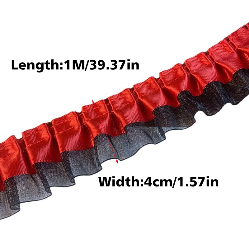 1m Double Layers Pleated Lace Fabirc Ribbon Decorative Trimming Ruffle Trim For DIY Lolita Dress Apparel Sewing Supplies