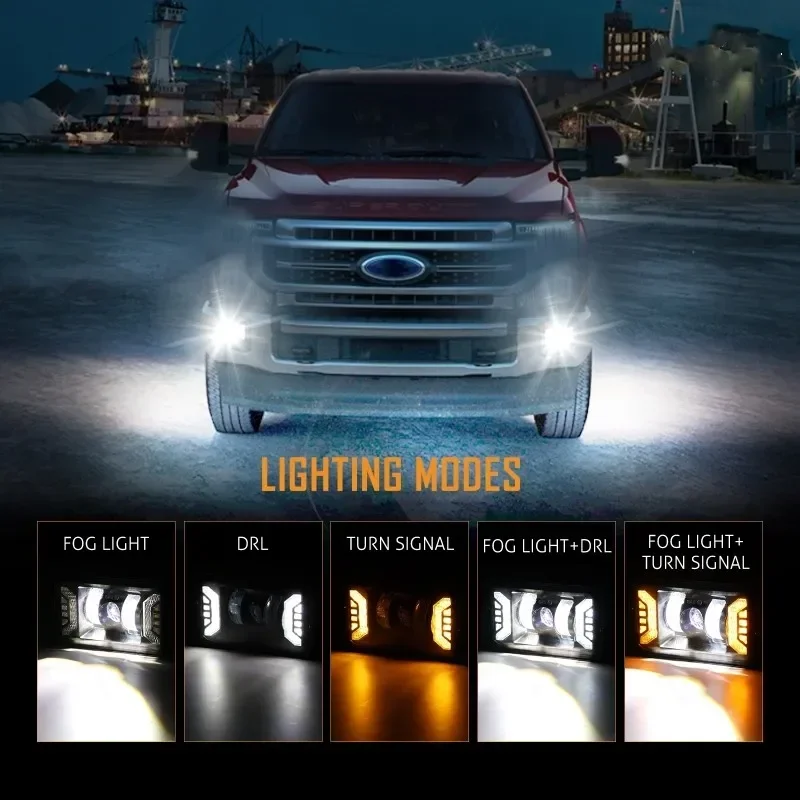 2pcs Car LED Fog Lights With DRL+Turn Light With Extension Cord for Ford F150 2015-2020