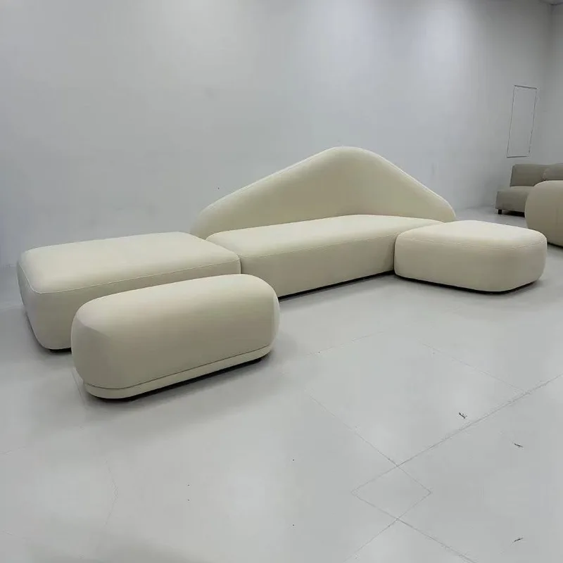 Modern Special-shaped Sofa Living Room Exhibition Hall Shopping Mall Designer Furniture Lamb Fleece Fabric Module Combinati