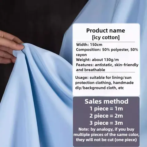 Rayon Lining Fabric Anti Static Polyester By The Meter for Clothing Dress Suit Liner DIY Sewing Cloth Soft Breathable White Blue