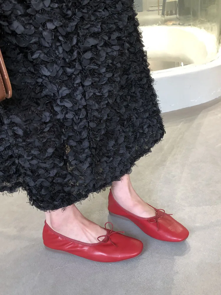 Mode peu profonde femmes ballerines chaussures de danse décontracté femme chaussures souples papillon-noeud chaussures plates pour femme sans lacet chaussures