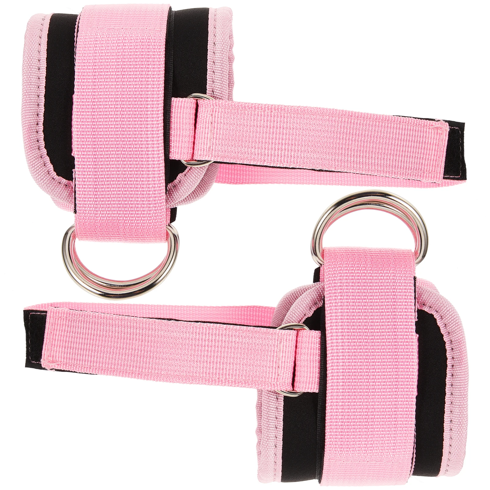 

2pcs Ankle Straps Dumbbell Foot Attachment Pink Double Buckle Adjustable Bands Leg Strength Gym Cable Machine Workout