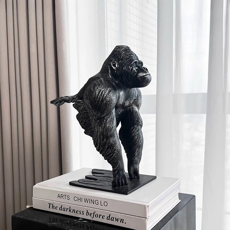Modern Art Home Decor Metal Figurines Creative Gorilla Ornaments Animal Model Living Room Study Hotel Sample Room Decorations