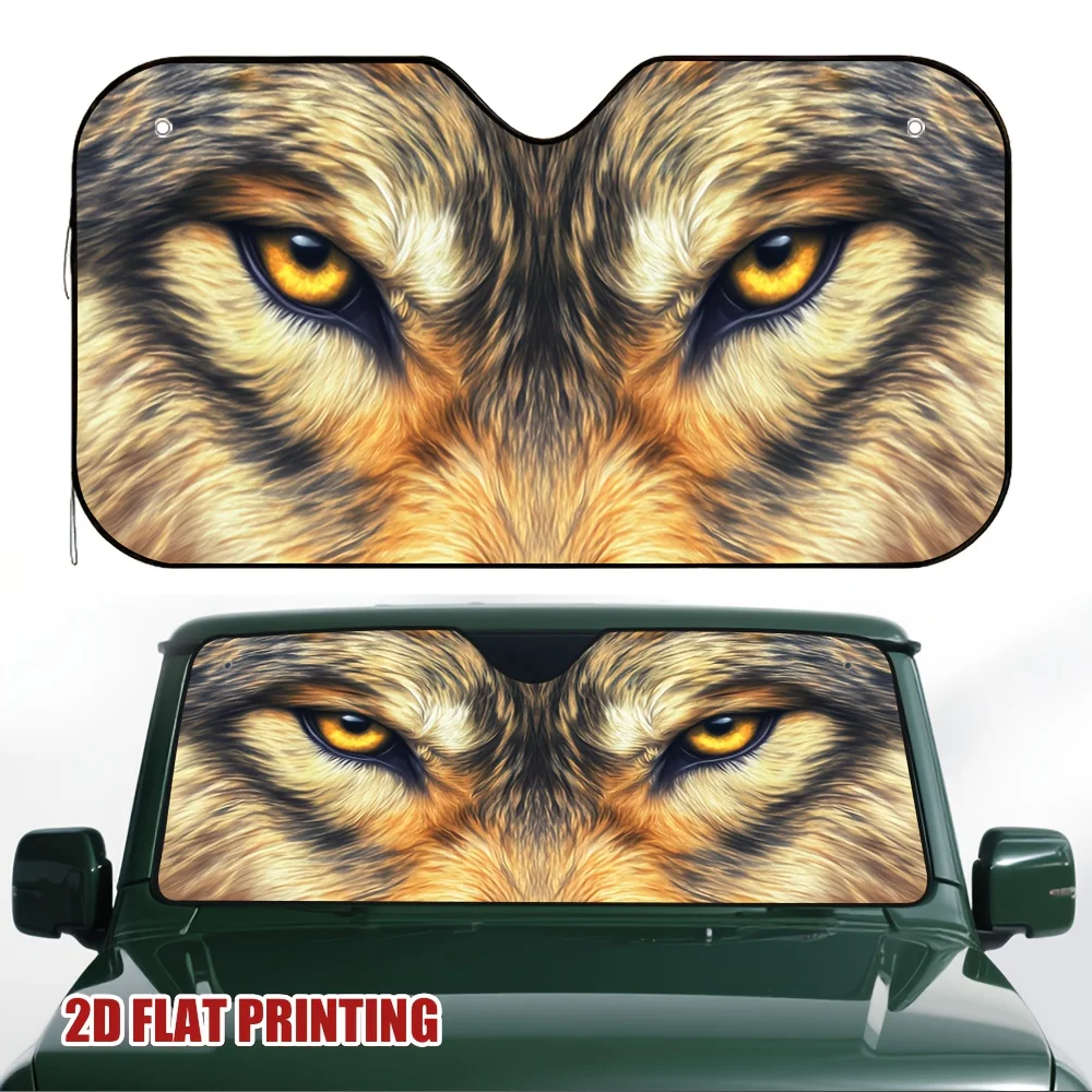 1pc Intense Wolf Gaze Car Sun Visor - 2D Flat Printing, Fit For Tight Parking Spaces & Long Stoplights, Durable UV Protection, E
