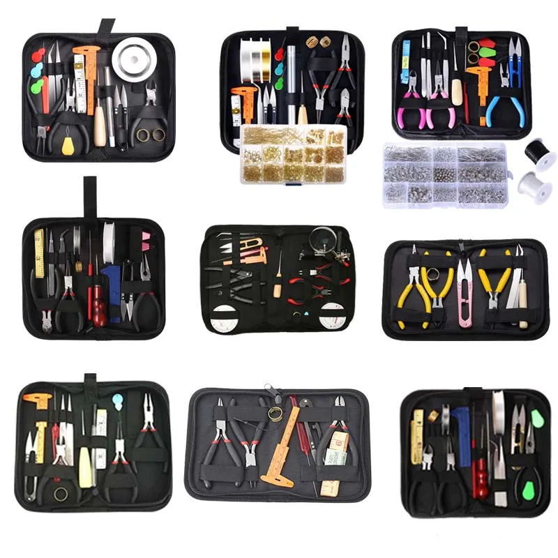 

Jewelry Tools Set With Beading Needle Scissors Vernier Caliper Copper Wires Scissor Beading Tweezers Pliers For Jewelry Making