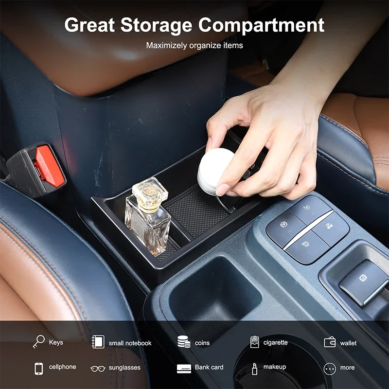 

For Ford Maverick 2022+ ABS black car styling car central control card slot storage box sticker car interior accessories