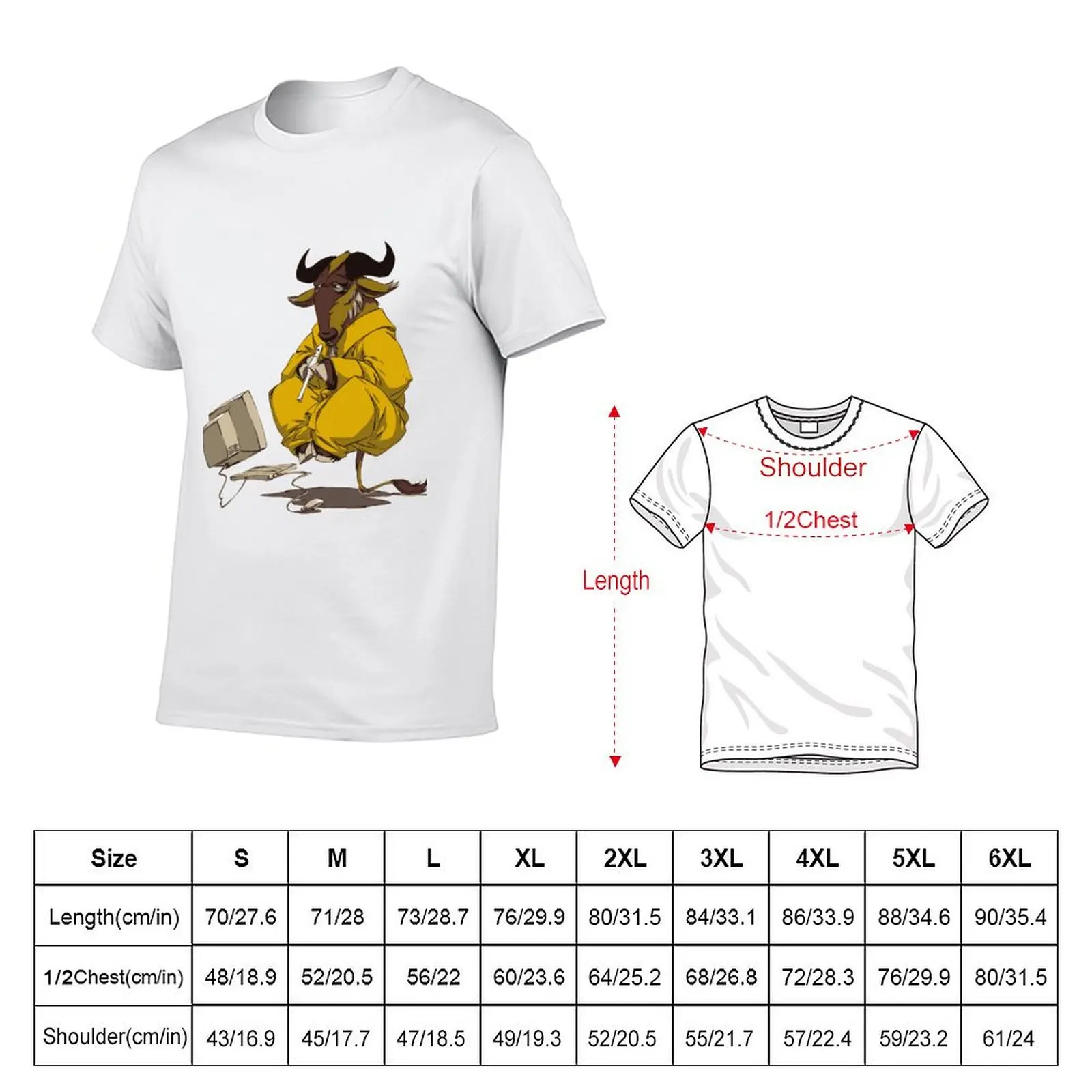 GNU meditating and playing the flute T-Shirt Minimalist Plain Crew Neck T-Shirt