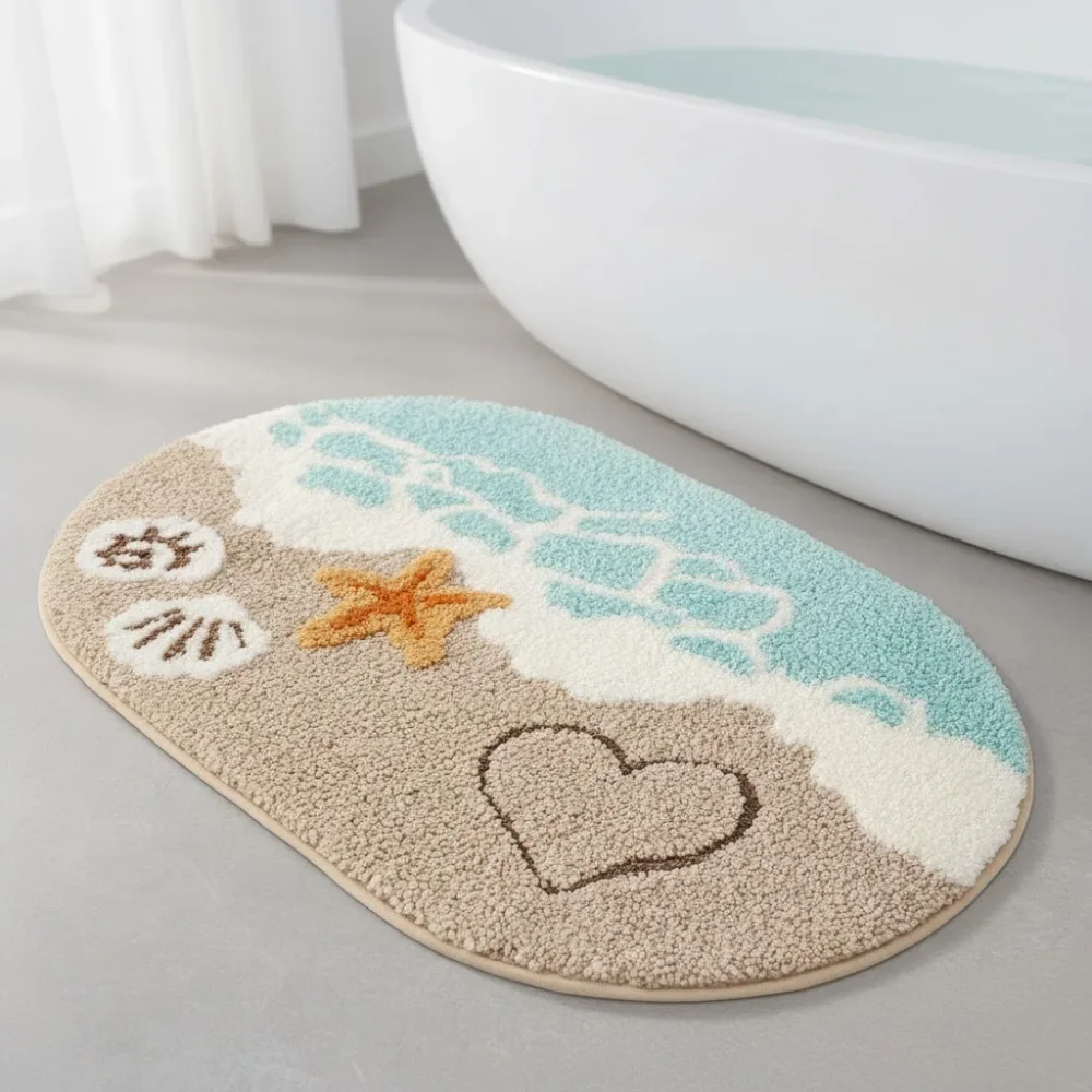 

Soft Absorbent Non-Slip Bathroom Rug, Quick Dry Machine Washable, Ocean Starfish Decor for Home Kitchen Entryway