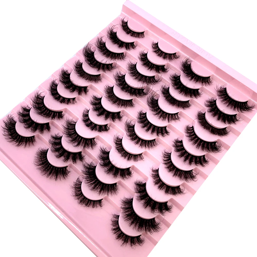 New mixed 20pairs 5D Fluffy Eyelashes D Curl Lashes Thick Cat Eye Lashes Soft Wispy 8D Volume Fake Eyelash Extension Makeup