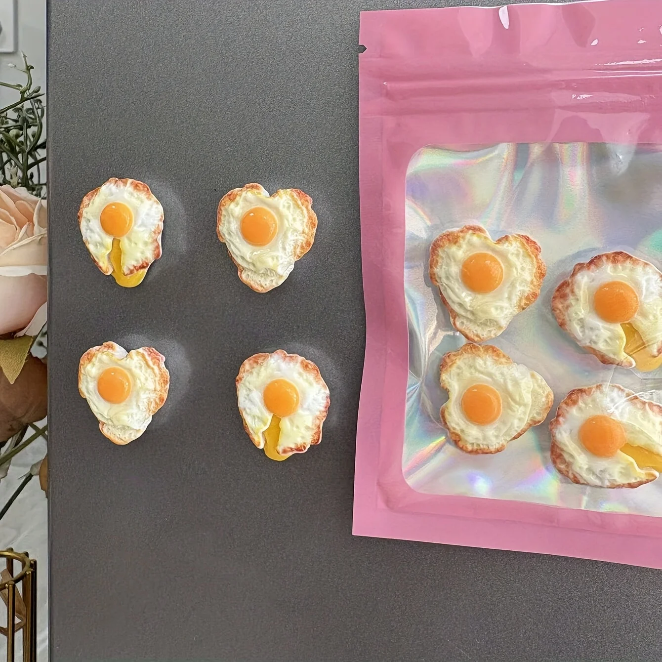 Set of 4 Artistic Resin Magnets for The Fridge, Featuring Lifelike 3D Designs Perfect for Decorating Kitchens Office Whiteboards