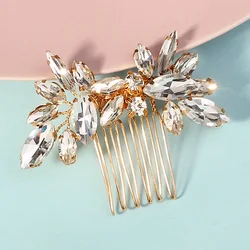 Shiny Imitation Gold Rhinestone Wedding Small Hair Combs Fixing the Bridal Veil Handmade Hair Clips Headdress Jewelry Gifts