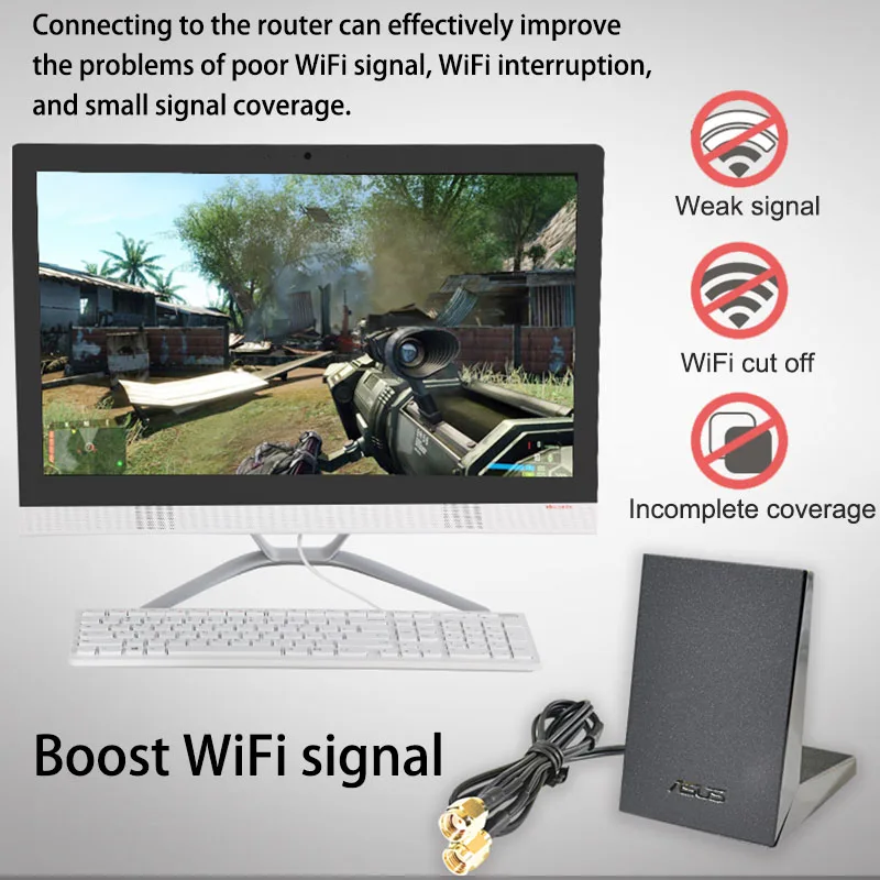 ASUS Original 2T2R WIFI Moving Antenna Dual Band Folding Rotating Aerial Signal Booster for Wireless Network Card Modem Router