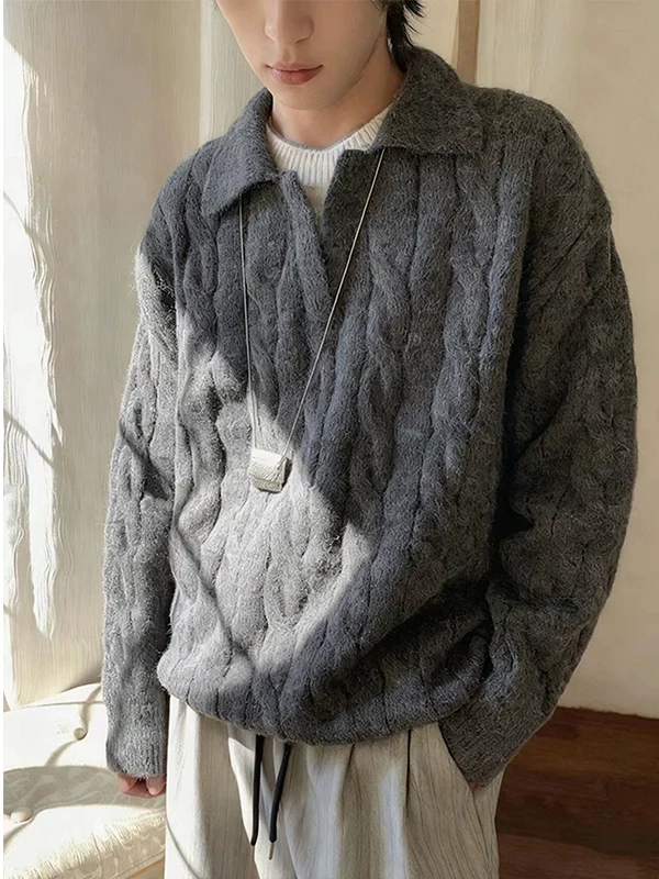 

Loose Fit V-Ne Knitted Sweater Men Women Autumn Winter Casual Sle Inner Wear Base Layer Top Trendy Twist Design irt