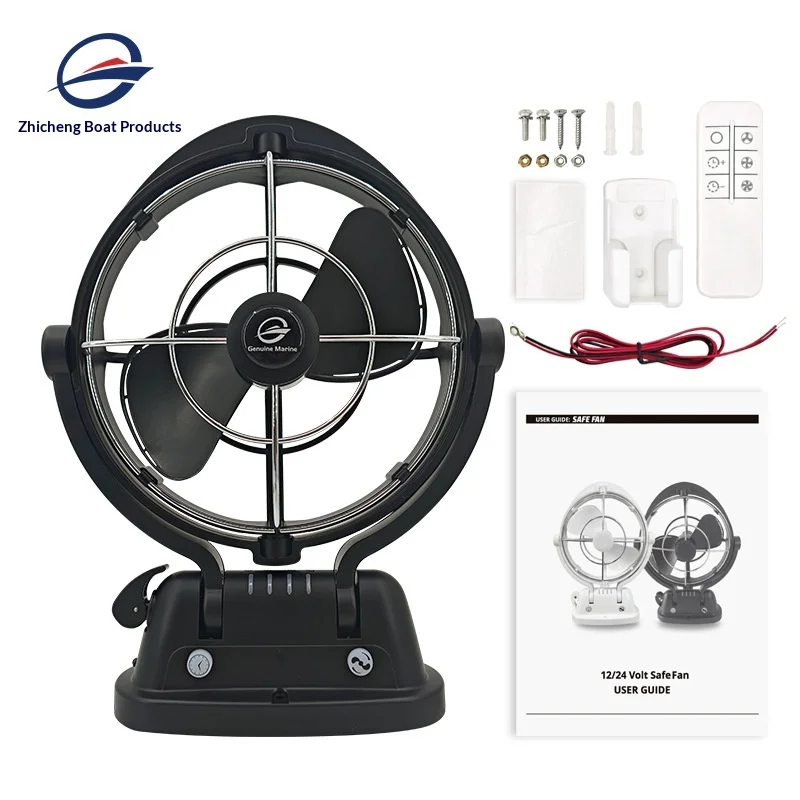12V Marine RV DC Electric Fan With Three Wind Speeds Multi-Angle Adjustment 12h Timing ABS Material