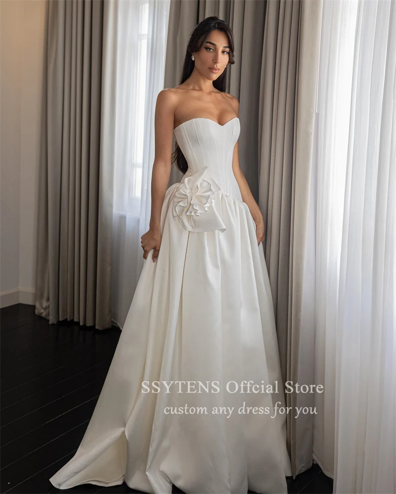 SSYTENS Sexy Wedding Dresses Elegant A-line Sleeveless Bride Dress Fashion Vestido De Noiva Bespoke Lace Up Back Bridal Gowns