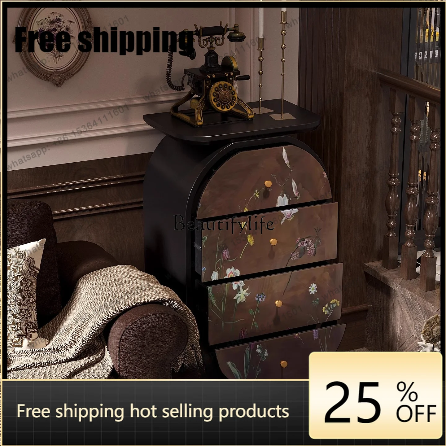 AA Modern medieval plants and flowers enter the home solid wood living room entrance multi-functional locker