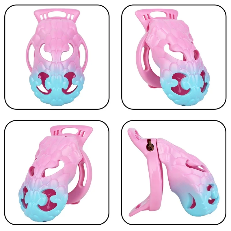 ABS Resin Snake Scale Chastity Cage Device with 4 Size Anti-Cheating Penis Lock for Men BDSM Restraints Cock Ring Sex Toys