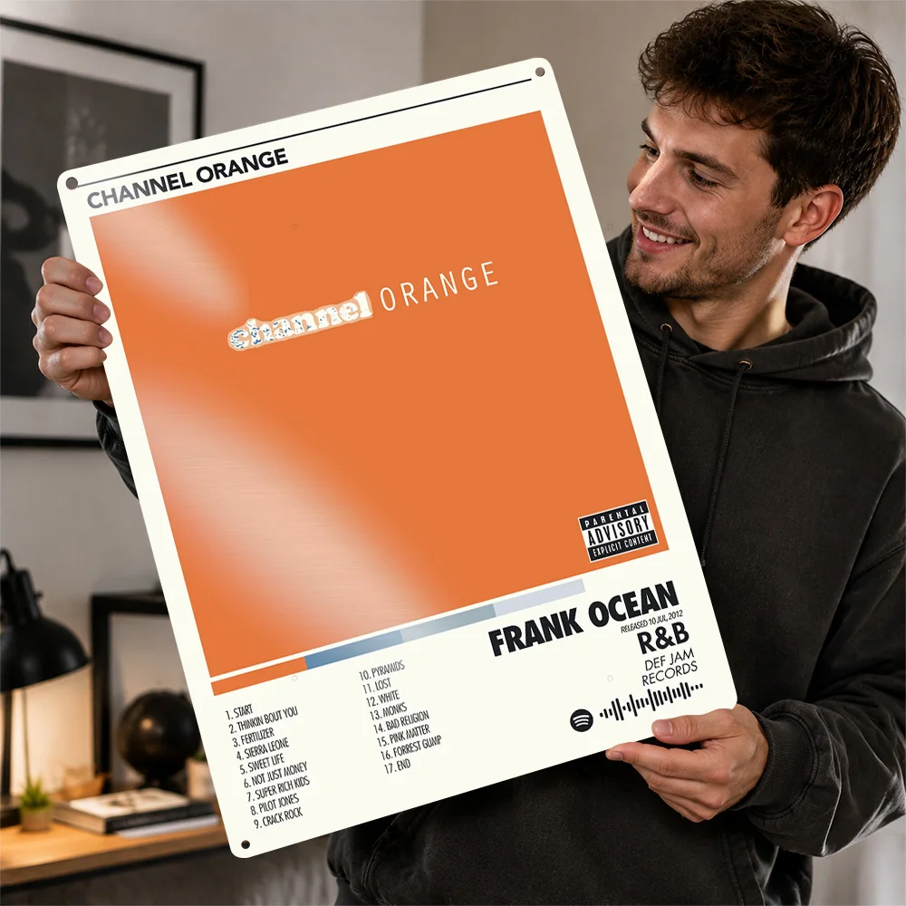 Frank Ocean Channel Orange Album Printed Poster Graphic Wall Art For Listening Room Customized Aluminum Metal Sign Birthday Gift