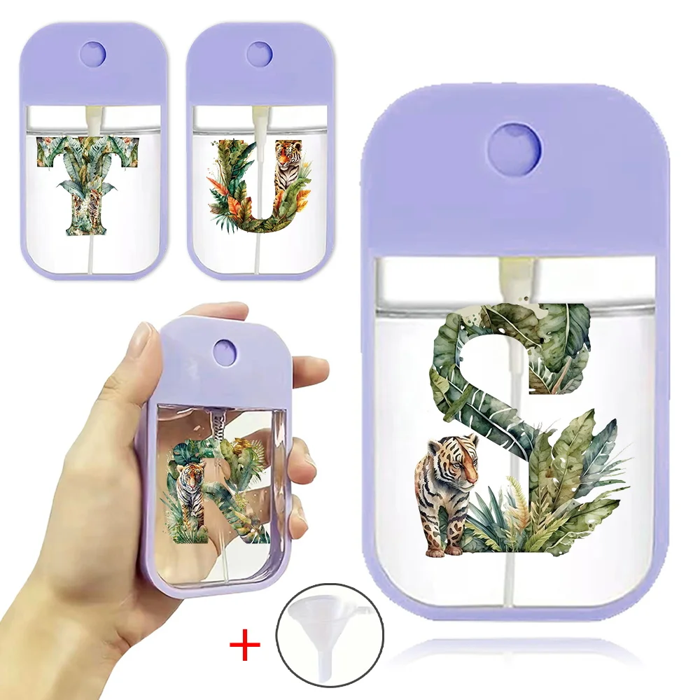 Portable Refillable Perfume Bottle With Funnel Split Bottle Clear Spray Perfume Bottlet Leakproof Jungle Tiger Letter Pattern