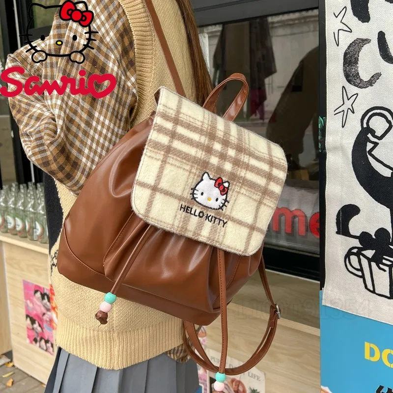 sanrio Hello Kitty Nuovo Mini Zaino Zaino con coulisse da donna di marca di lusso Zaino per ragazze di moda carino cartone animato di alta qualità