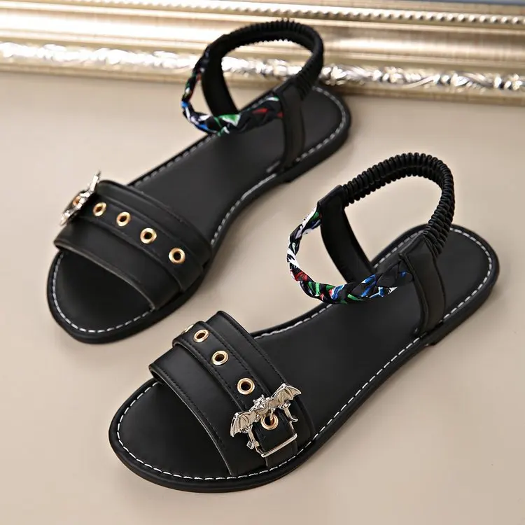 

Metal decorated female slippers designer summer sandals buckle vampire Cosplay platform black gothic shoes for female slippers