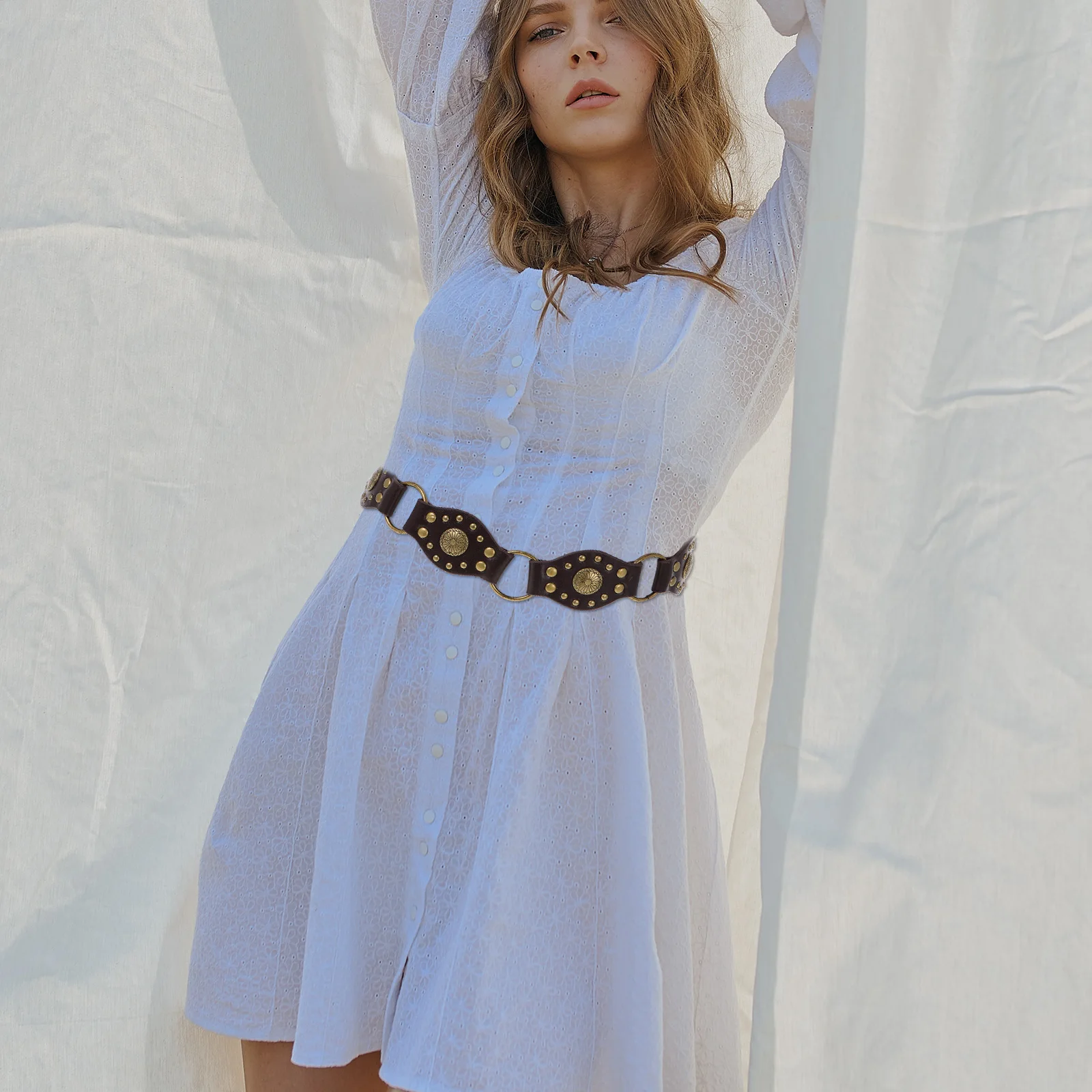 

Rivet Belt Vintage 90s Cowgirl Accessories Adjustable Pu Straps Western Fashion Women Men Punk Retro Style