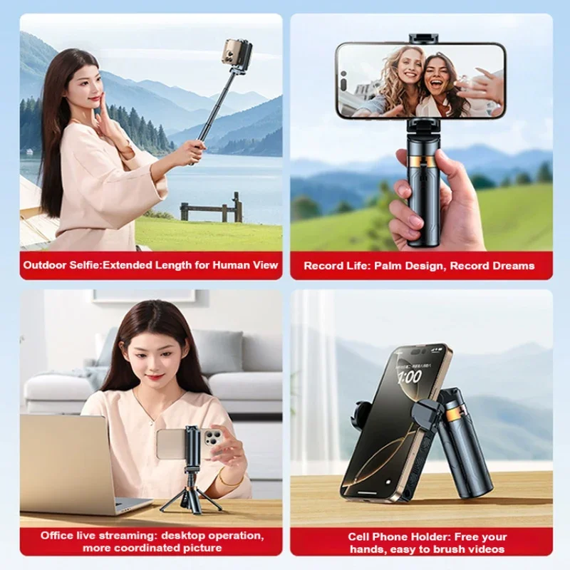 سوبر ميني Selfie Stick حامل هاتف محمول اطلاق النار المعونة تنوعا تصميم متكامل بلوتوث عن بعد للبث المباشر