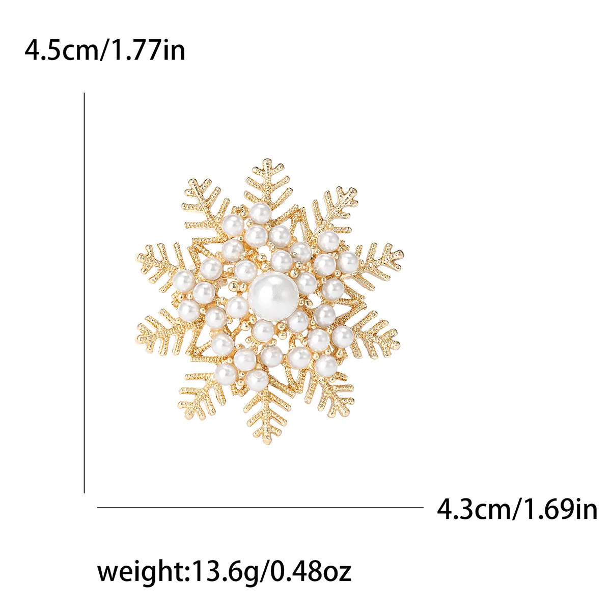 Dmari Women Brooch Delicate Lapel Pin 2-Color Pearled Snowflake Brooch Pin Luxury Jewelry Accessories For Clothing