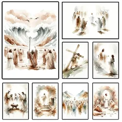 God Jesus Mary Christian Bible Watercolor Posters and Prints Canvas Printing Wall Art Picture for Living Room Nursery Decor Gift