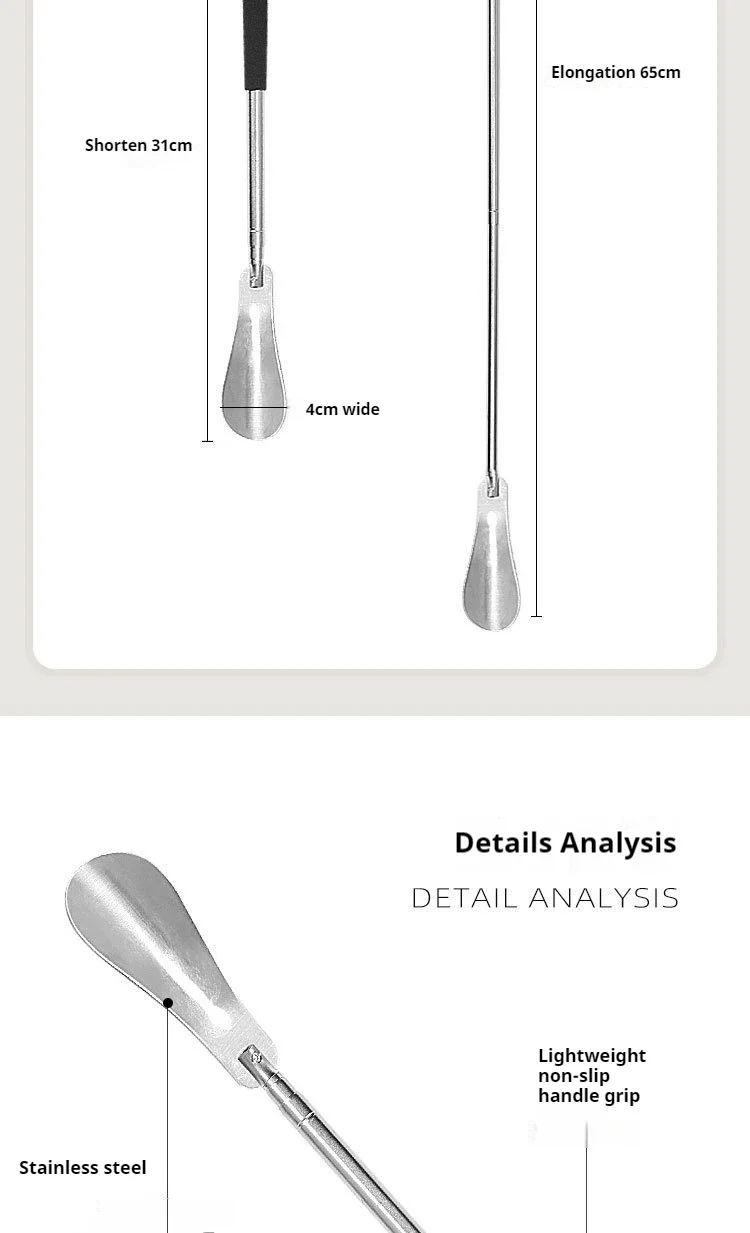 1/2 Stücke Einziehbare Schuhlöffel aus Metall 31 cm-65 cm Schuhlöffel mit langem Griff Schwangere Frau Ältere Schuhlöffel Einziehbarer Schuhspatel – Detail 3