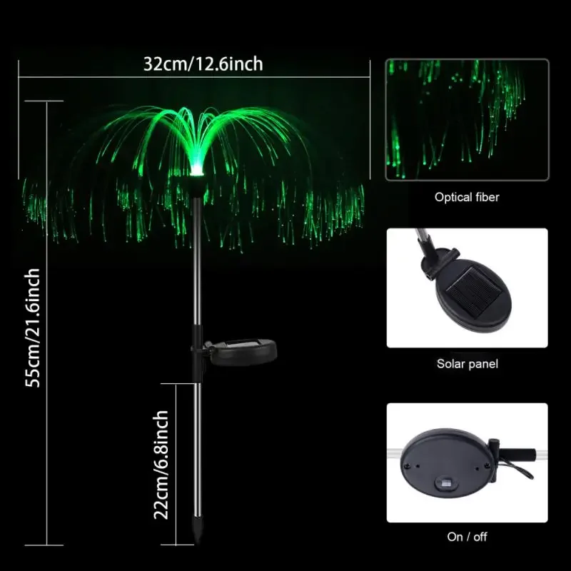 Solar Fiber Optic Jellyfish Lights for Garden Decor | Charging & Plug-in Options