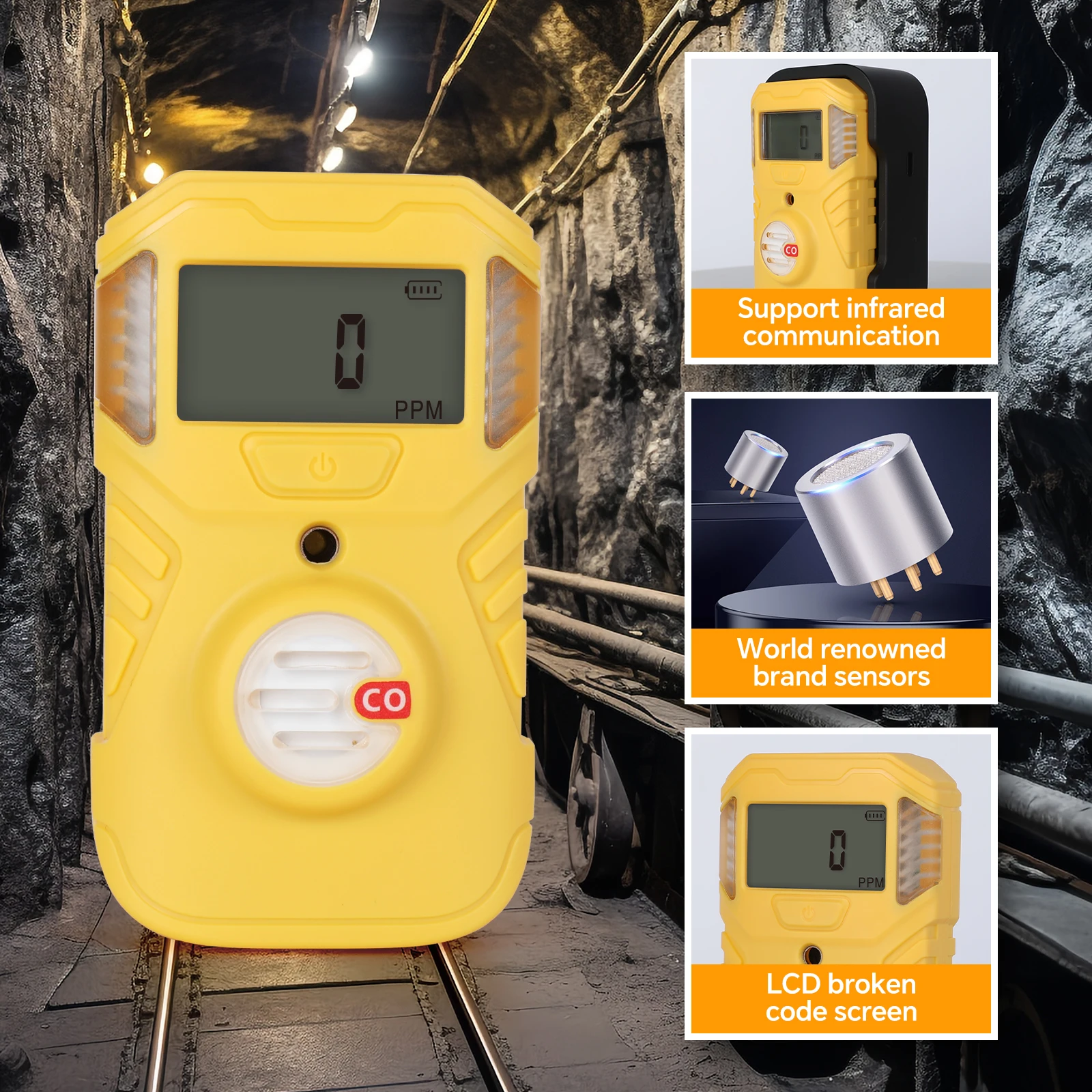 Handheld CO2 Gas Analyzer Methane Carbon Monoxide & Hydrogen Sulfide (H2S) Detector
