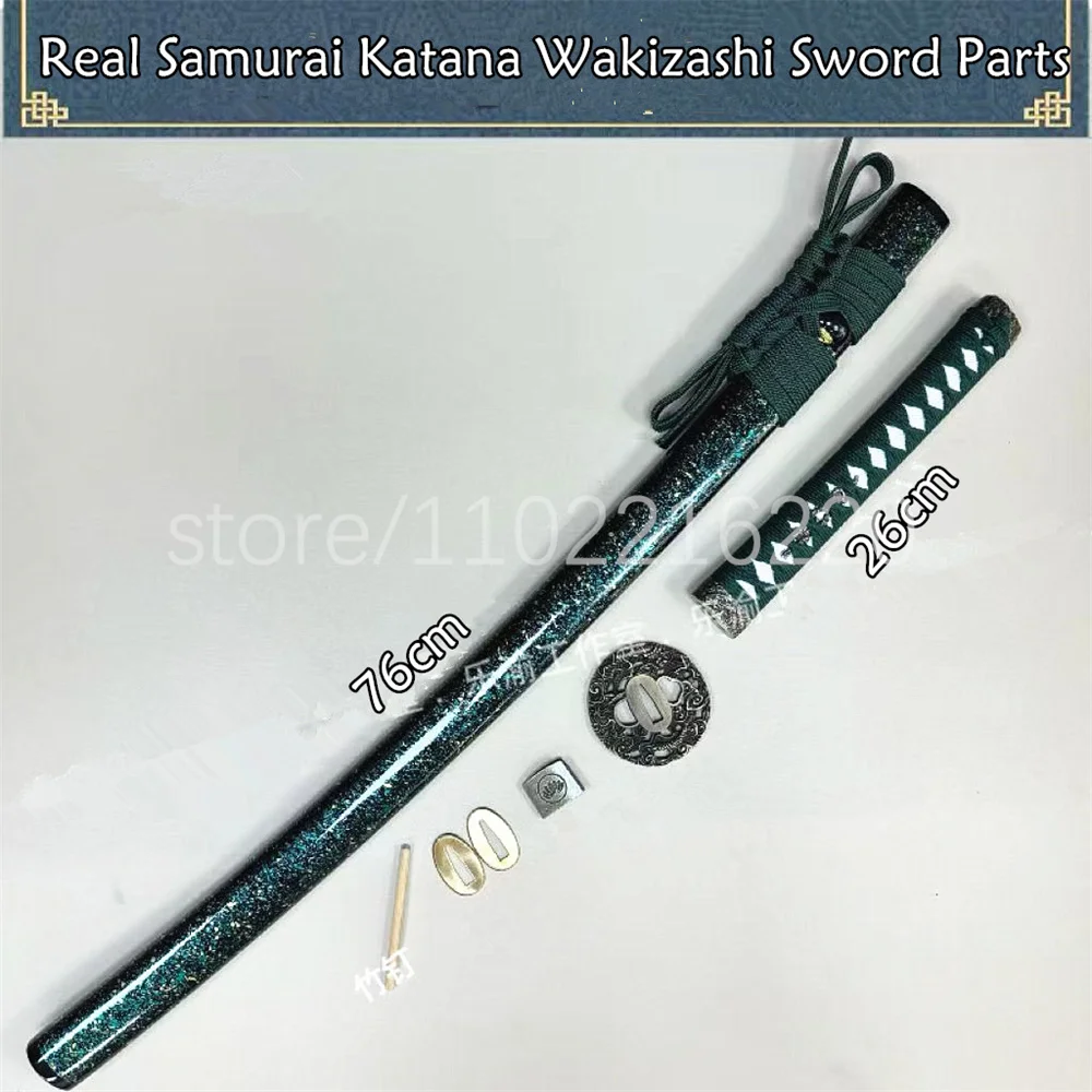 

A Set Excellent Tsuka Handle Alloy Tsuba Handguard Habaki Seppa Hardwood Sheath For Real Samurai Katana Wakizashi Sword Parts
