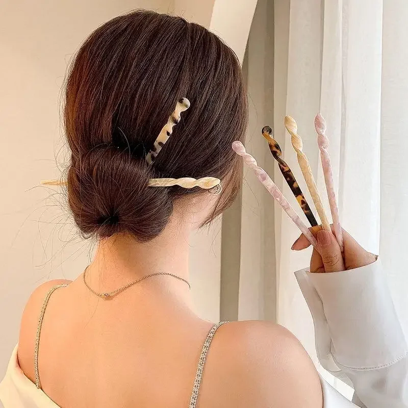 Fashion Chinese Hair Sticks Vintage Acetate Chopstick Hairpins Clips Women Wedding Jewelry Styling Accessories