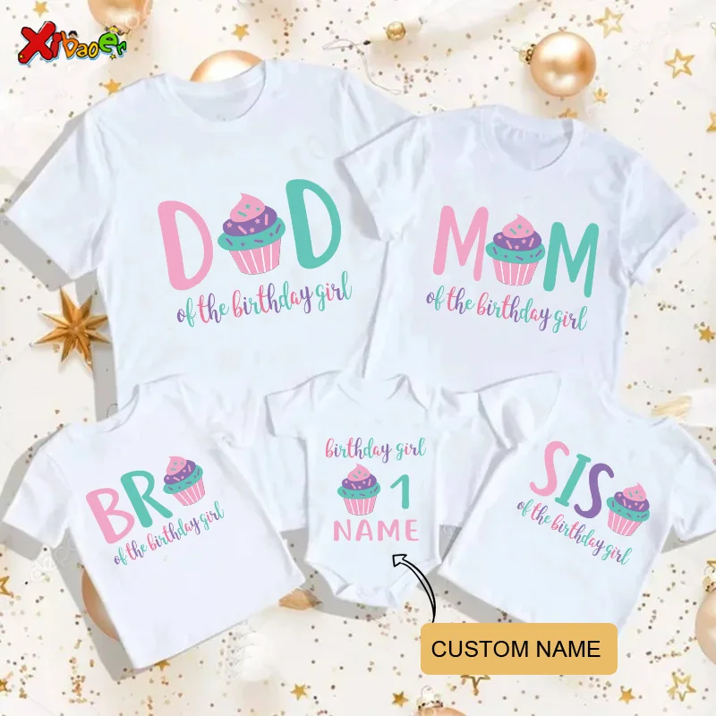 girl Matching Family Shirts Ice Cream Birthday party set Summer Custom Name T-Shirt girl baby tee 1st 3 6 years Sweet One outfit