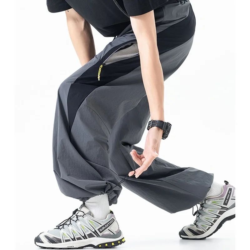 Unisex Ice Silk Pants  Quick Dry UPF50+ Sun Protection Waterproof Techwear Cargo Trousers Loose Baggy Hiking Jogger Pants