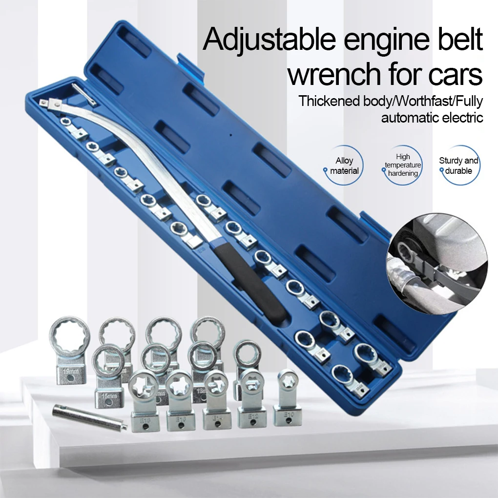 

Belt Remove and Install Adjust Tightener Wrench tools with E10/12/14/16/18 Drive Adapters for Engine Belt Adjustment