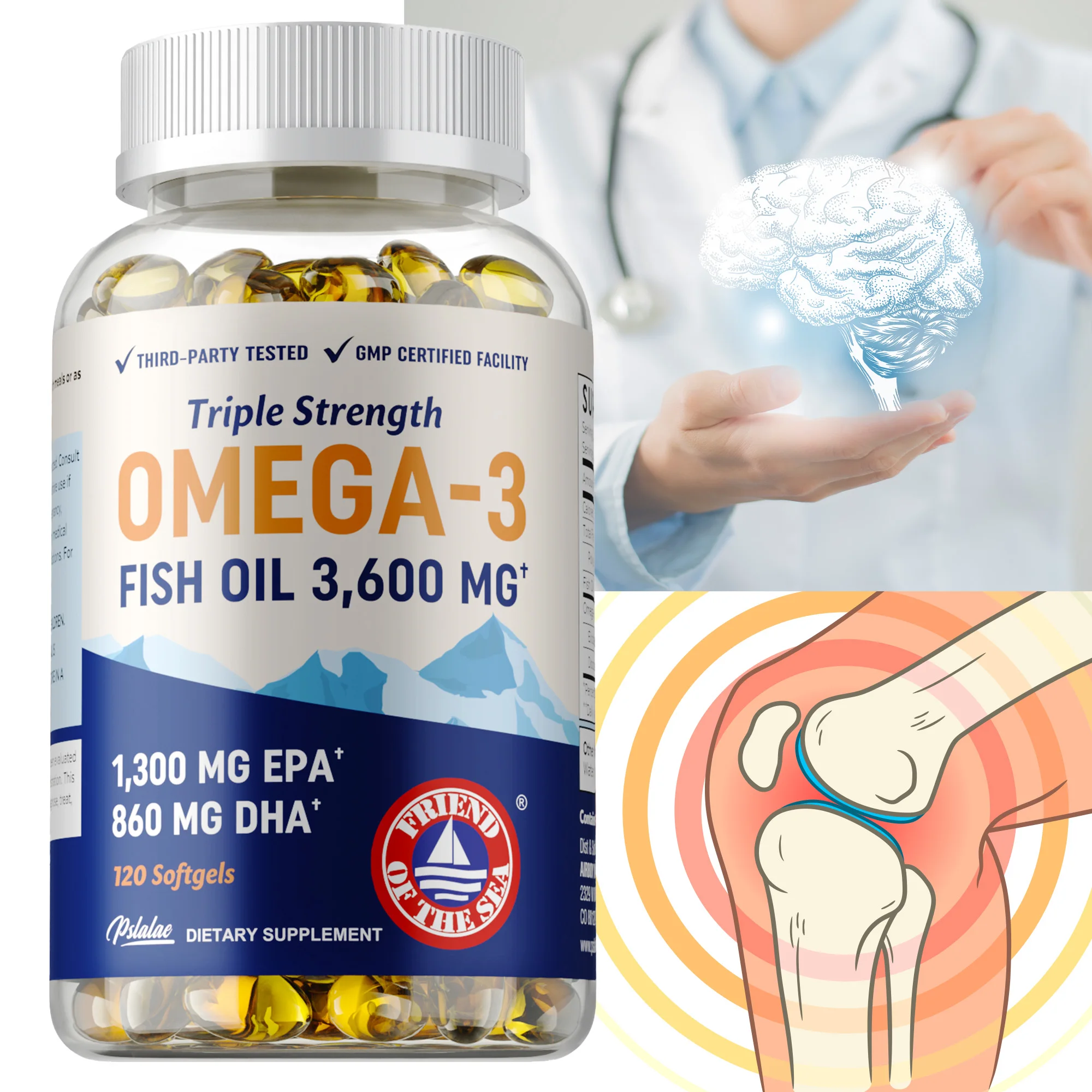 

Капсулы с рыбьим жиром Omega 3 — антиоксидант, поддерживает здоровье кожи, волос и сердечно-сосудистой системы, поддерживают функцию мозга — богатый в DHA, EPA