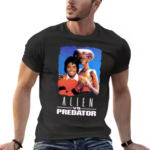 Alien Et Micheal Jackson Thriller Funny Oversize Tshirt Harajuku Men Clothes Cotton Streetwear Plus Size Top Tee