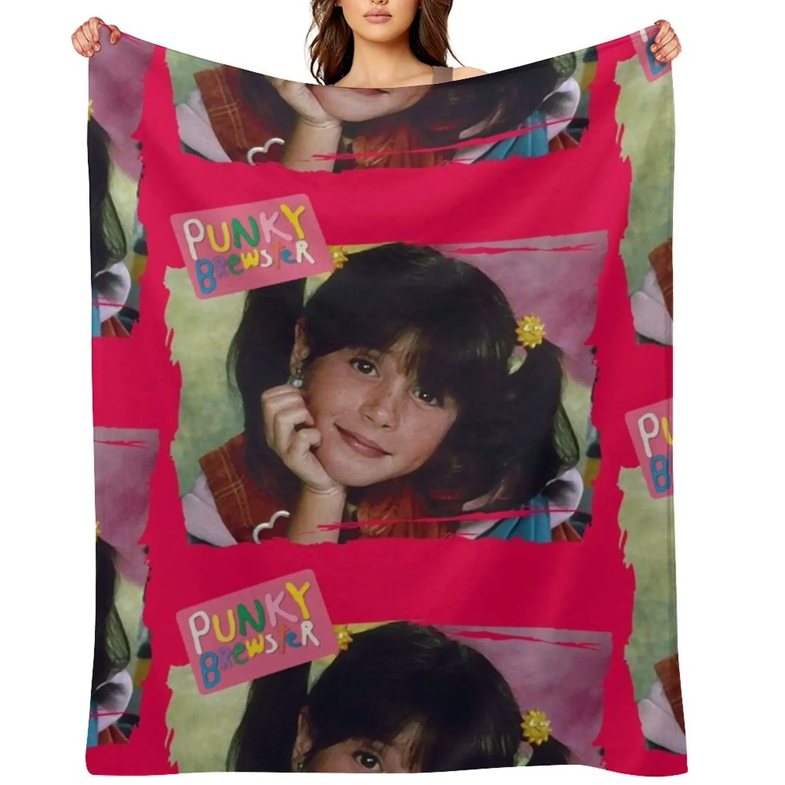 

I love the 80s - Retro Throwback Little Punky Brewster Tribute Throw Blanket Plaid on the sofa Shaggy Soft Sofas Blankets