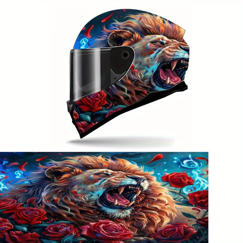 

Red Rose Lion Helmet Protective Film Stickers Motorcycle Helmet Racing Pattern Stickers Vinyl Packaging Helmet Decorative Sticke
